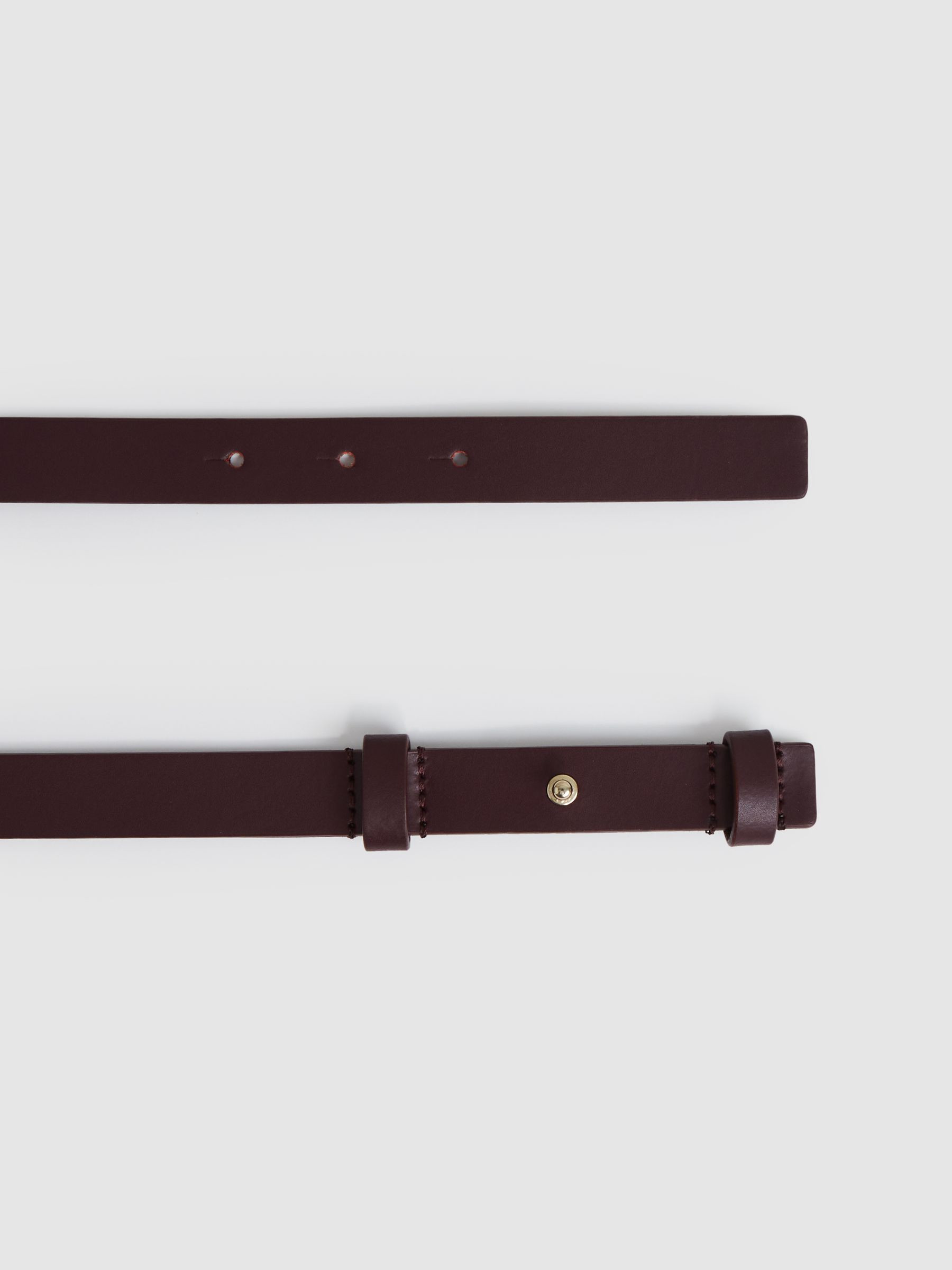 Reiss Leather Square Hinge Belt in Burgundy - REISS | Reiss UK
