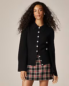 Milano-stitch cinched-waist cardigan with embellished buttons | J. Crew US