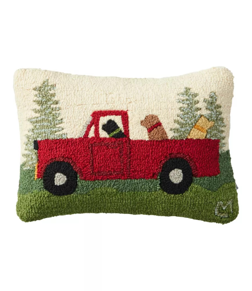 Wool Hooked Throw Pillow, Dog Trio, 14" x 20" | L.L. Bean