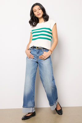 EVEREVE Women's Selvedge Ever Denim w Cuff Jeans, Size 26, Blue | Evereve
