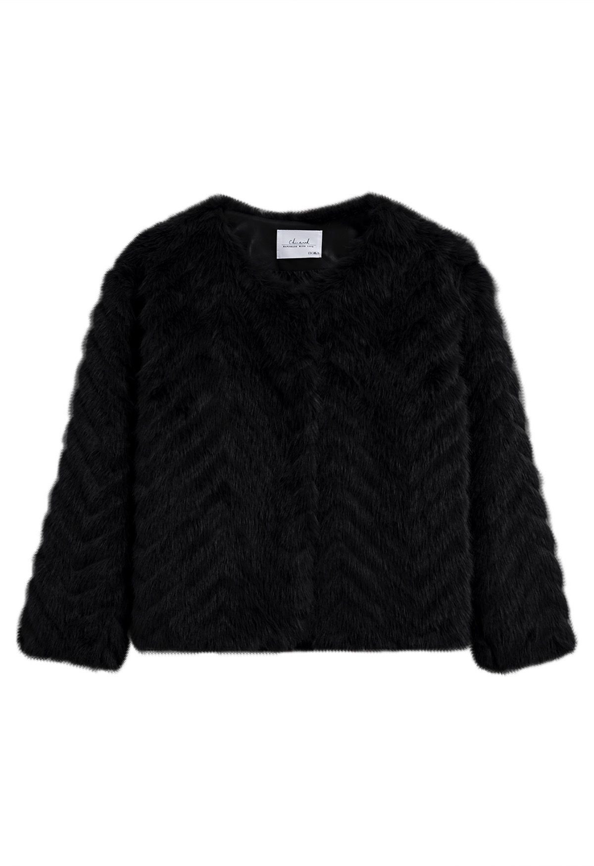 Posh Faux Fur Coat in Black | Chicwish