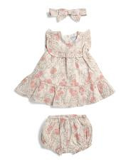 Newborn Girls 2pc Floral And Ribbon Printed Dress And Bloomers Set | TJ Maxx