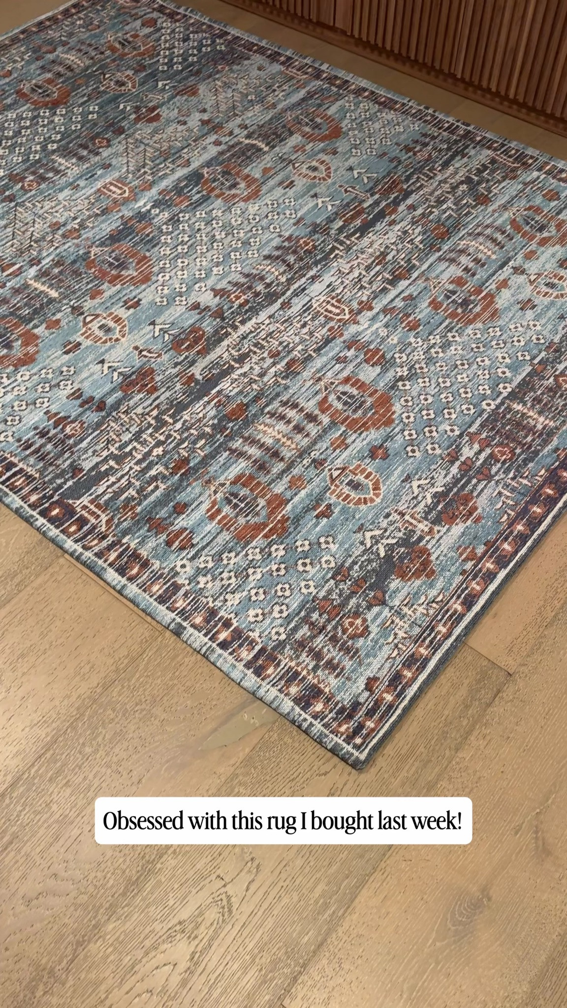 This $100 rug may be my favorite fall decor find!  Blue vintage vibes, I love everything about it.  ￼ I also am in love with the sideboard I scored on Amazon. 

#falldecor #entryhall #rug #entryway￼

#LTKHome #LTKSeasonal