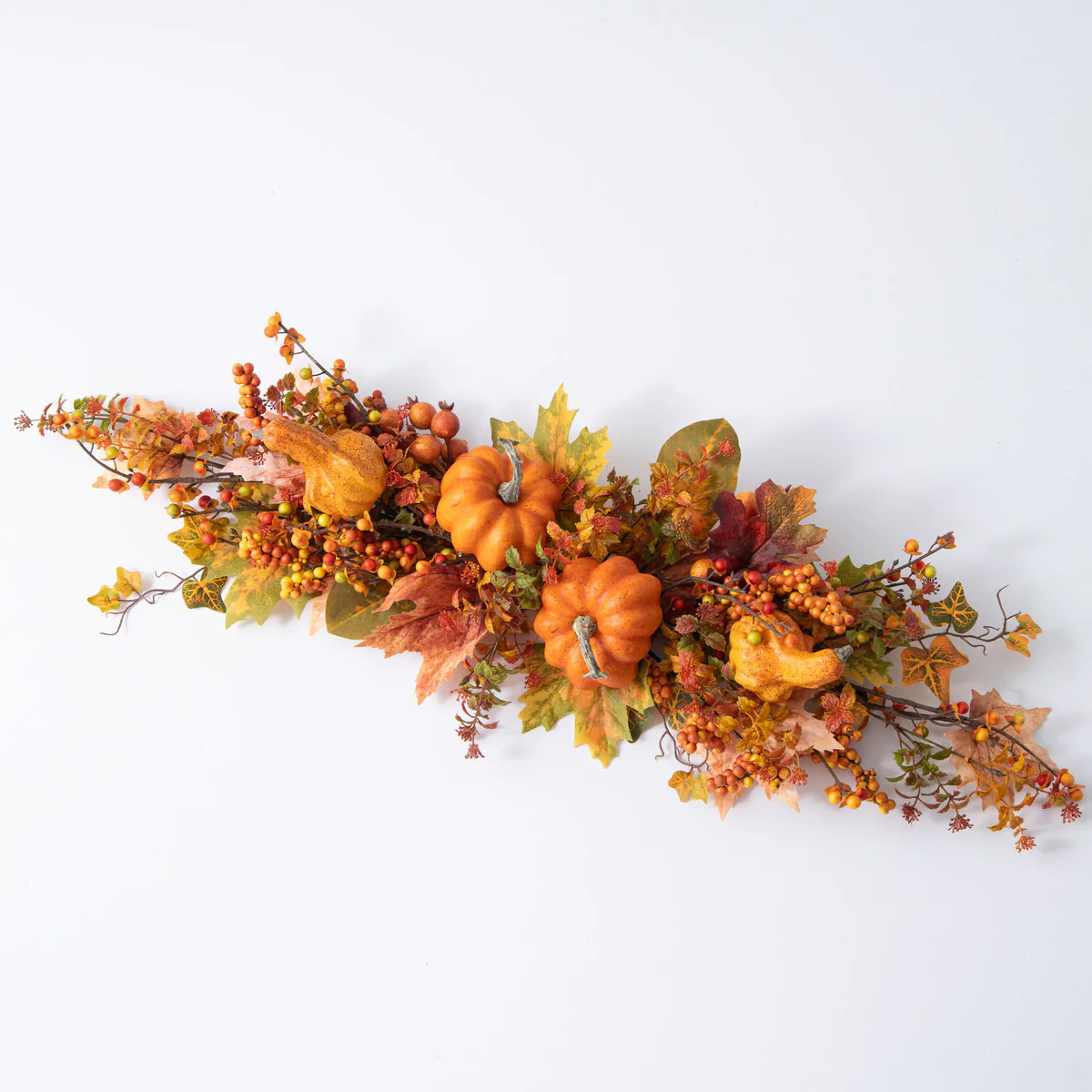 Fall Berry, Pumpkin & Gourd Autumn Table Swag Arrangement Thanksgiving Centerpiece | Darby Creek Trading