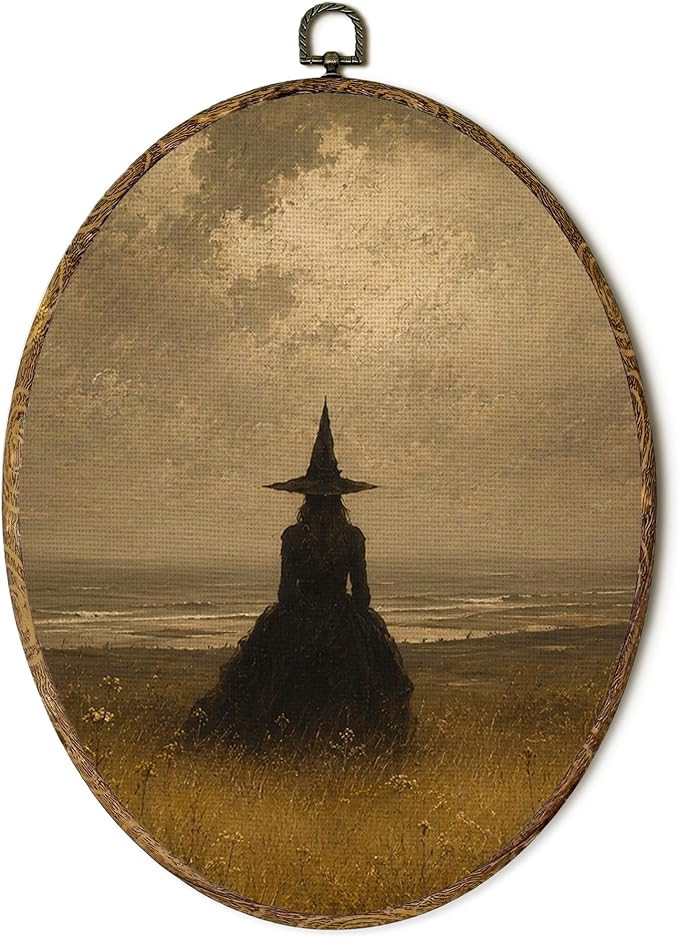 Lengues Moody Witch Halloween Oval Wall Art Framed Hanging Decor 8.5x11.5In | Gothic Spooky Hallo... | Amazon (US)