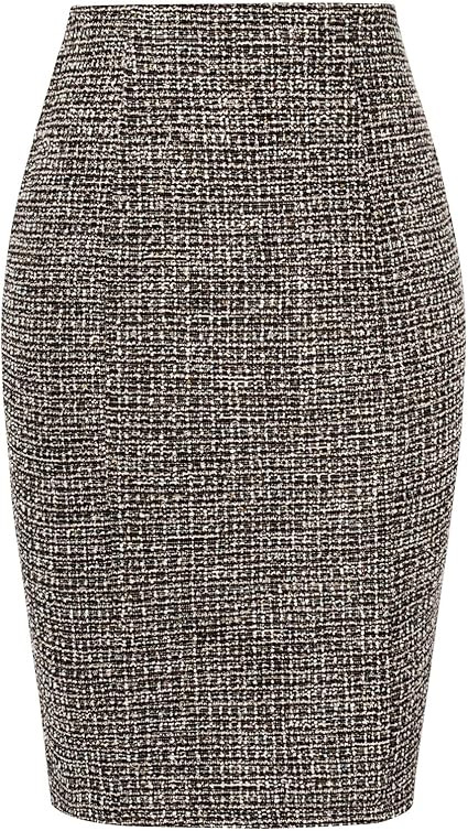 Kate Kasin Womens Knee Length Elastic Waist Stretchy Bodycon Business Tweed Pencil Skirt | Amazon (US)