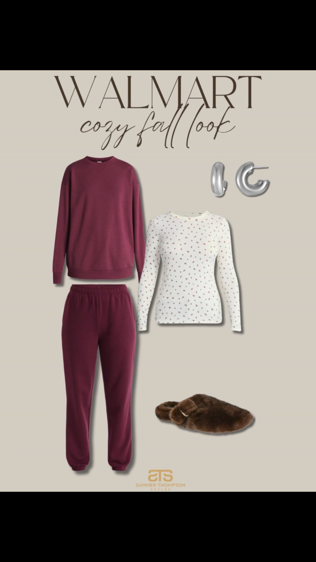 Walmart style. Walmart fashion. Cozy. Comfy. Matching set. Loungewear. Trending. Best sellers. Viral. Affordable. Slippers. Chunky hoops 

#LTKFindsUnder50 #LTKStyleTip #LTKSeasonal