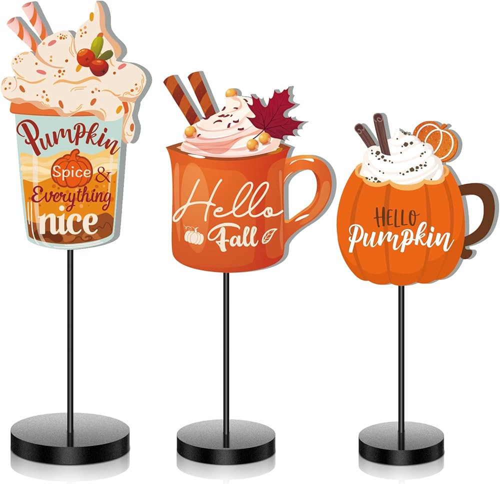 3 Pcs Fall Thanksgiving Wood Table Decor Tall Standing Wooden Table Centerpiece Wooden Mug Pumpki... | Amazon (US)