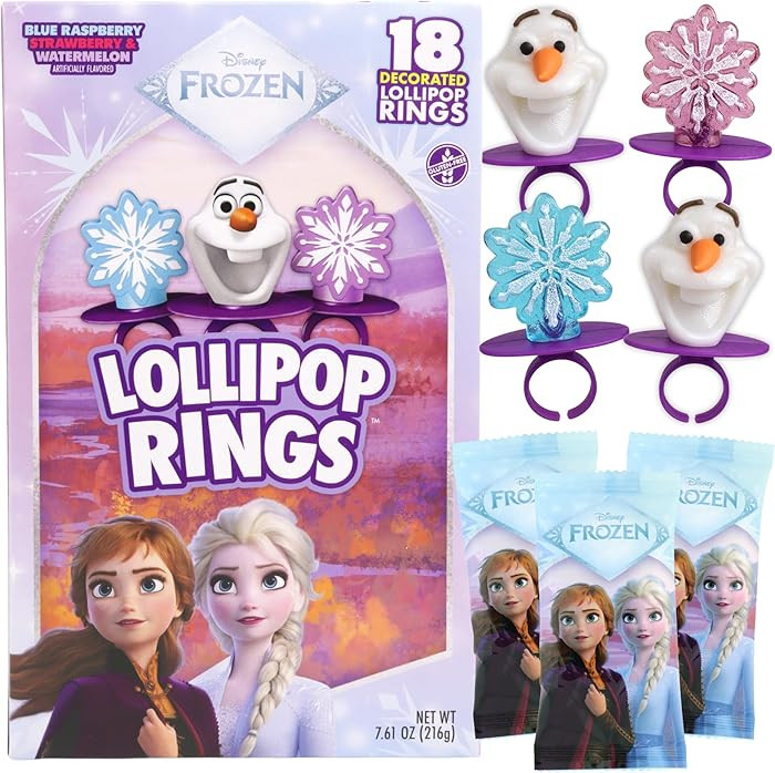 Disney Frozen Lollipop Rings, Individually Wrapped Candy Assorted Suckers, Themed Birthday Party ... | Amazon (US)