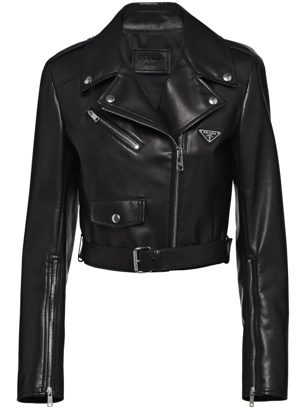 Pradaleather biker jacket | Farfetch Global