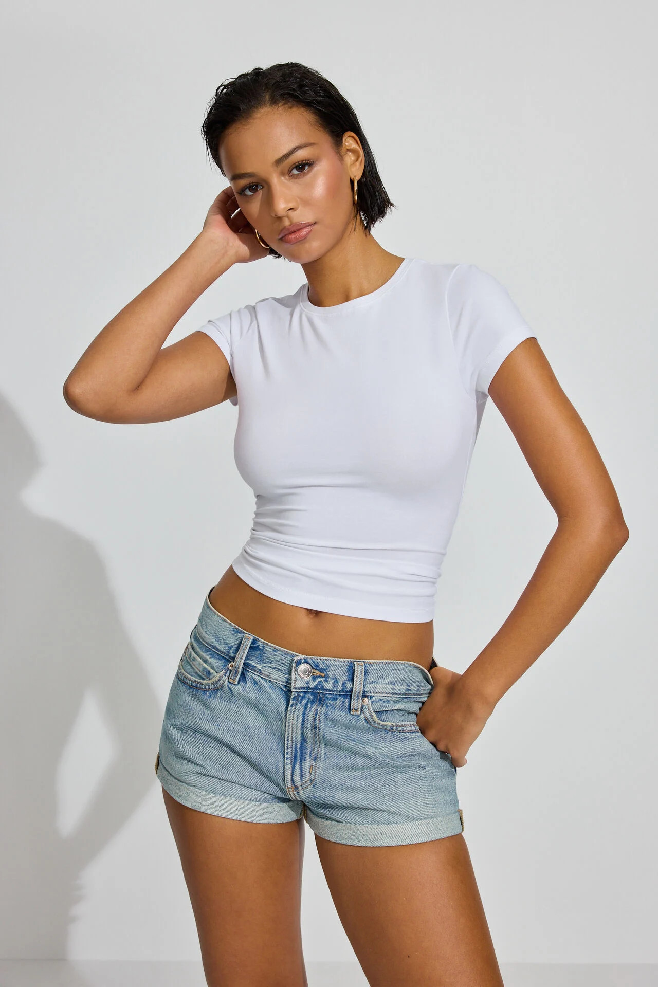 Low Rise Cuffed Denim Shorts | Garage Clothing