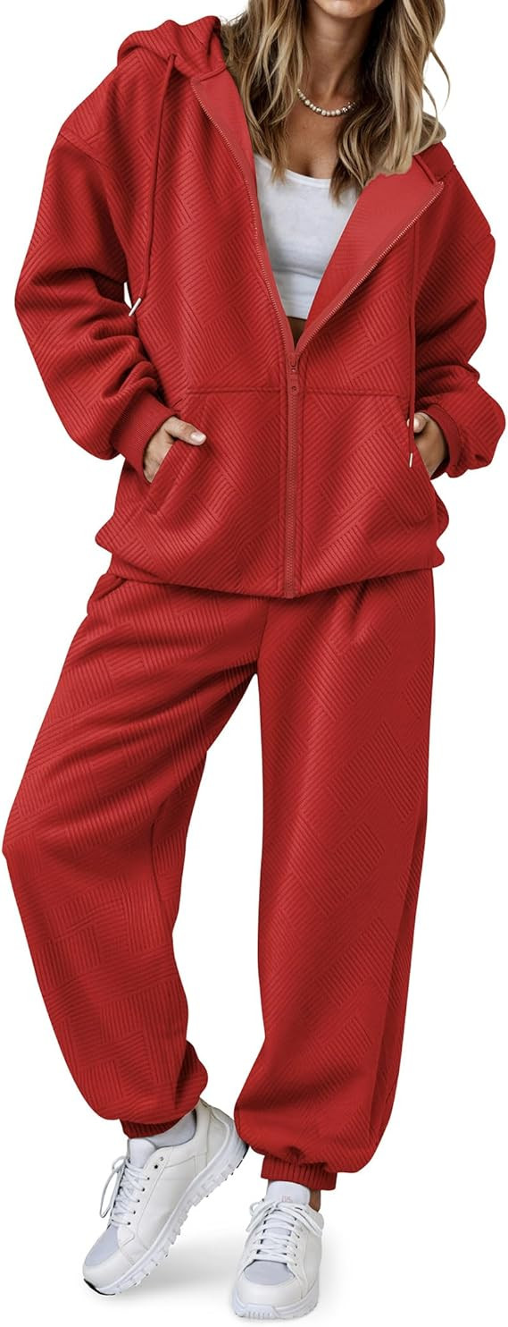 SHESHOW Fall Outfits for Women Oversized Zip up Hoodie Sweatshirt Jogger Sweatpants 2 Piece Sweat... | Amazon (US)