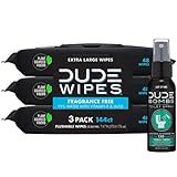 DUDE Wipes Flushable Wipes (48 Count) 3 Pack, Unscented and DUDE Bombs Toilet Spray, 2.5 oz, Forest  | Amazon (US)