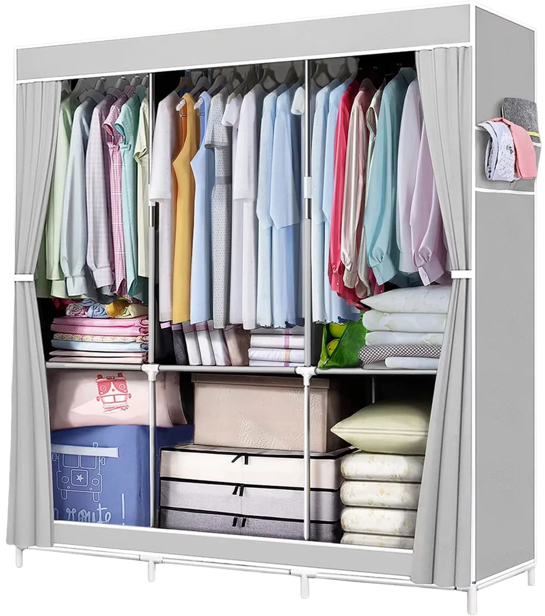 YOUPINS Portable Closet Storage Organizer Clothes Wardrobe Shoe Clothing Rack Shelf Dustproof Non... | Walmart (US)
