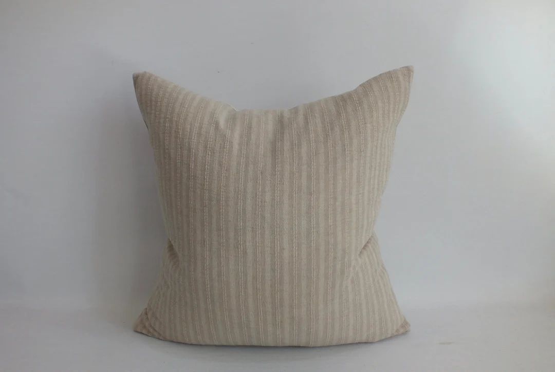 Beige and cream   Sofa Cushion  Striped Woven Sashiko Pillow Cover Decorative Throw Pillows case ... | Etsy (US)