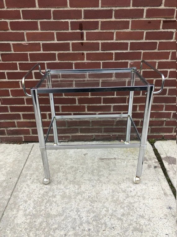 Mid Century Chrome Cocktail Cart | Etsy (US)
