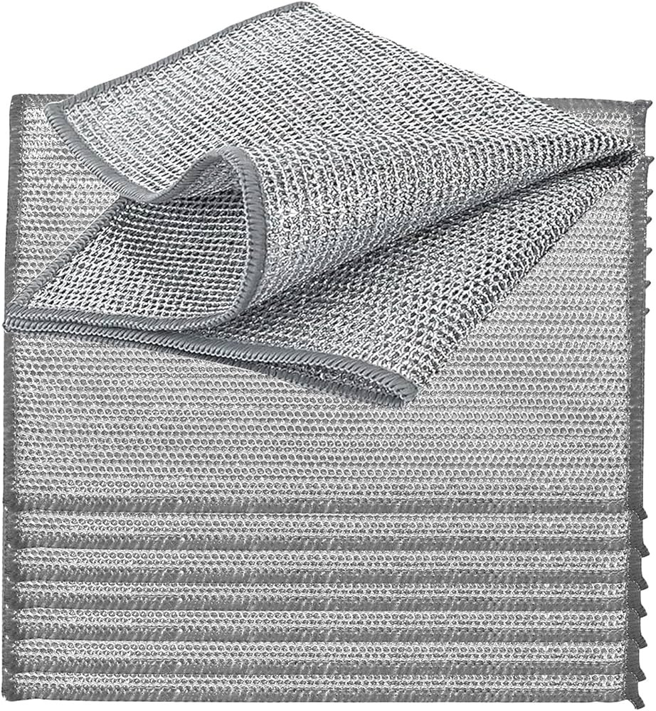 YinQin 8PCS Double Layer Wire Dishwashing Cloth Rags 20x28 cm Non Scratch Stainless Steel Mesh Cl... | Amazon (CA)