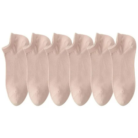 dazeni Women s 6 Pack Cotton No Show Socks Mesh Breathable Low Cut Socking Solid Color Lightweight Casual Crew Socks | Walmart (US)