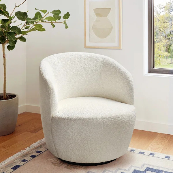 Anneros 28" Wide Boucle Swivel Barrel Chair | Wayfair North America
