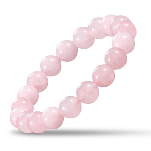 Natural Stretch Jade Bracelet for Women Men 10MM Bead 6.7 Inch to 7.5 inch Healing Crystal Energy Gemstone Bracelet for Women Men Gift (pink) | Amazon (US)