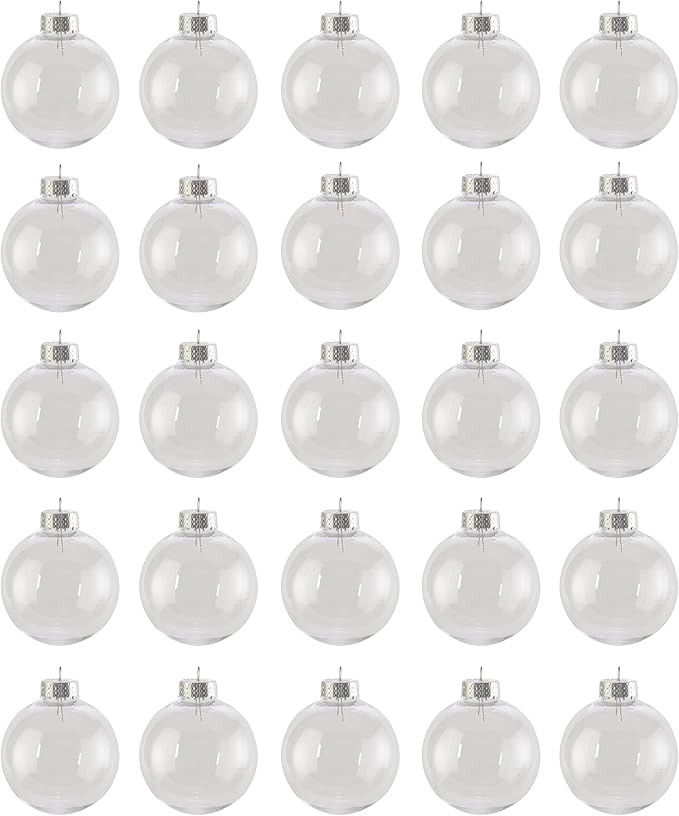 Creative Hobbies® - Bulk Value Pack of 25 pcs - 67mm (2-5/8 Inch) Round Clear Plastic Ball Ornam... | Amazon (US)