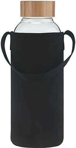 Ferexer 48 oz Sports Borosilicate Glass Water Bottle with Bamboo Lid with Neoprene Sleeve | Amazon (US)