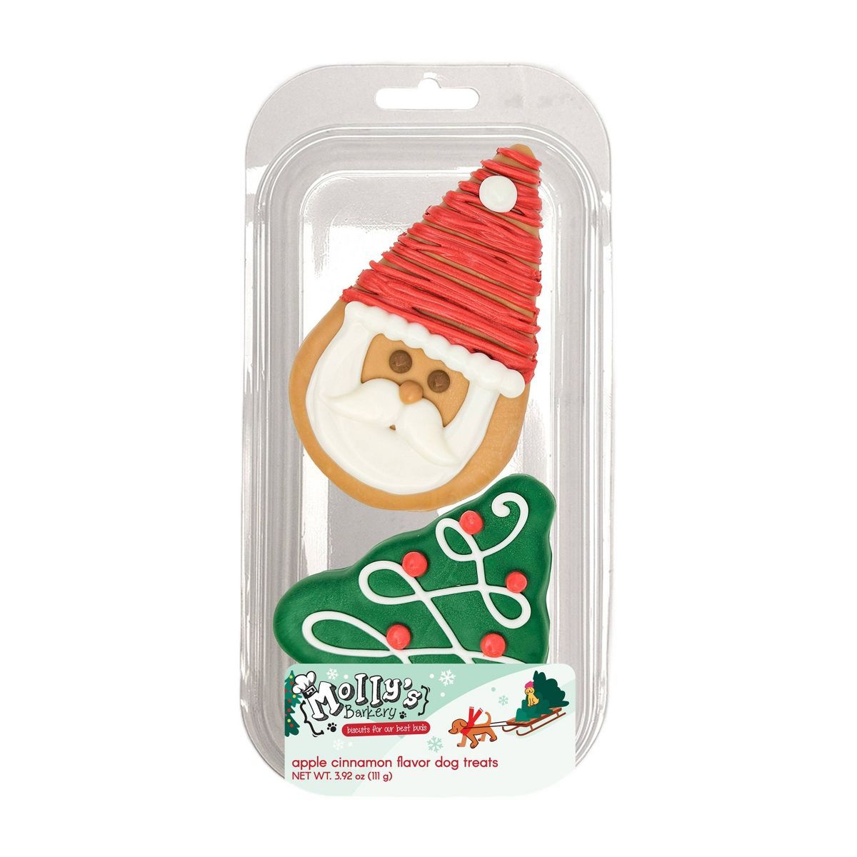 Molly's Barkery Santa Crunchy Dog Treat with Apple & Cinnamon Flavor - 3.92oz/2pk | Target