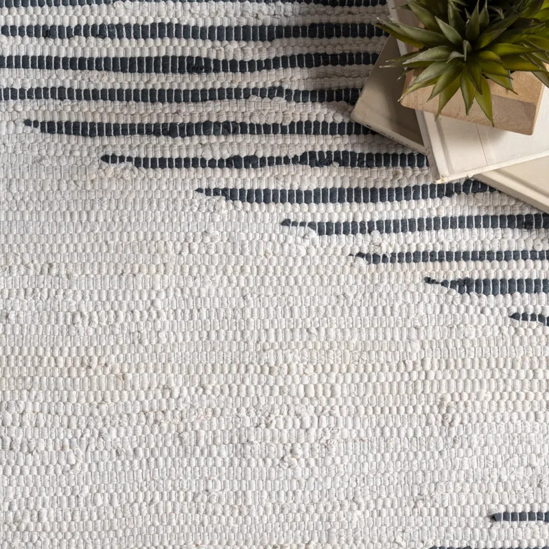 Batson Geometric Handmade Flatweave Cotton Ivory/Gray Area Rug | Wayfair North America