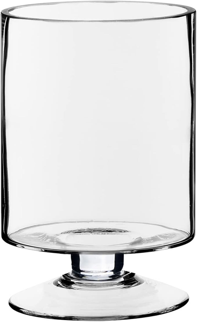 CYS EXCEL Glass Hurricane Pillar Candle Holder (H:8" W:4.75") | Multiple Size Choices Short Stem ... | Amazon (US)