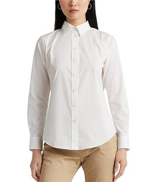 Lauren Ralph Lauren Easy Care Point Collar Long Sleeve Cotton Blend Shirt | Dillard's | Dillard's