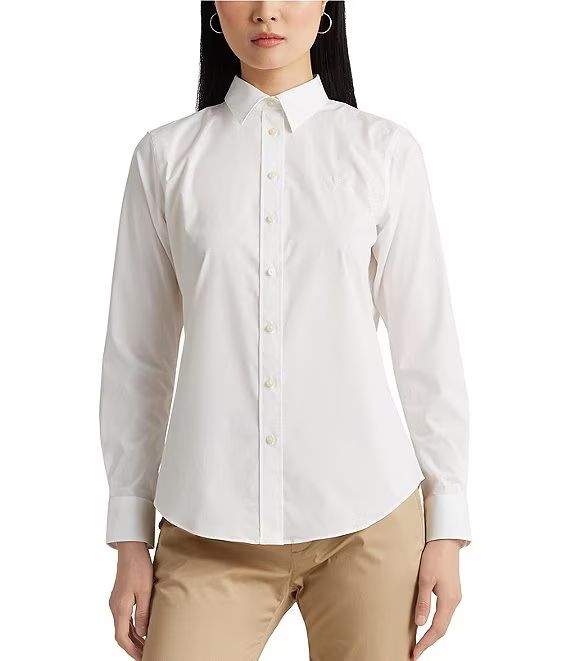 Easy Care Point Collar Long Sleeve Cotton-Blend Shirt | Dillards