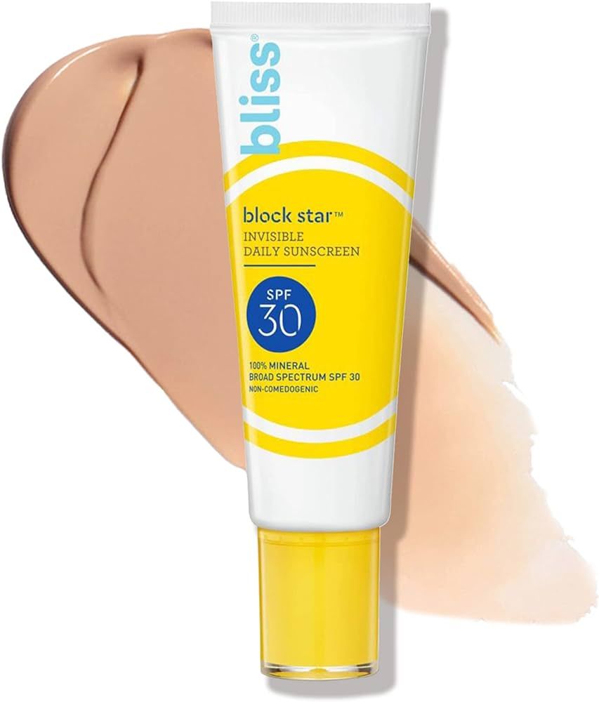 Bliss Block Star Tinted Face Sunscreen SPF 30-1.4 fl oz. - 100% Mineral Broad Spectrum Sunscreen ... | Amazon (US)