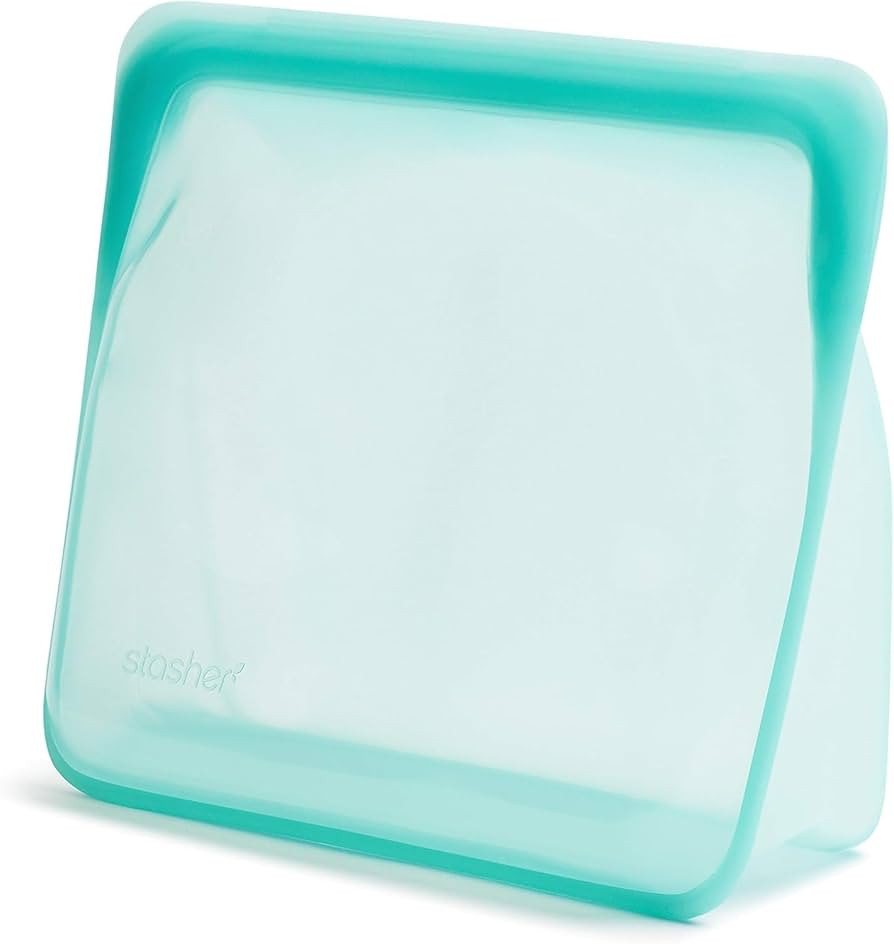 Stasher Platinum Silicone Food Grade Reusable Storage Bag, Aqua (Stand-Up Mega) | Reduce Single-U... | Amazon (US)