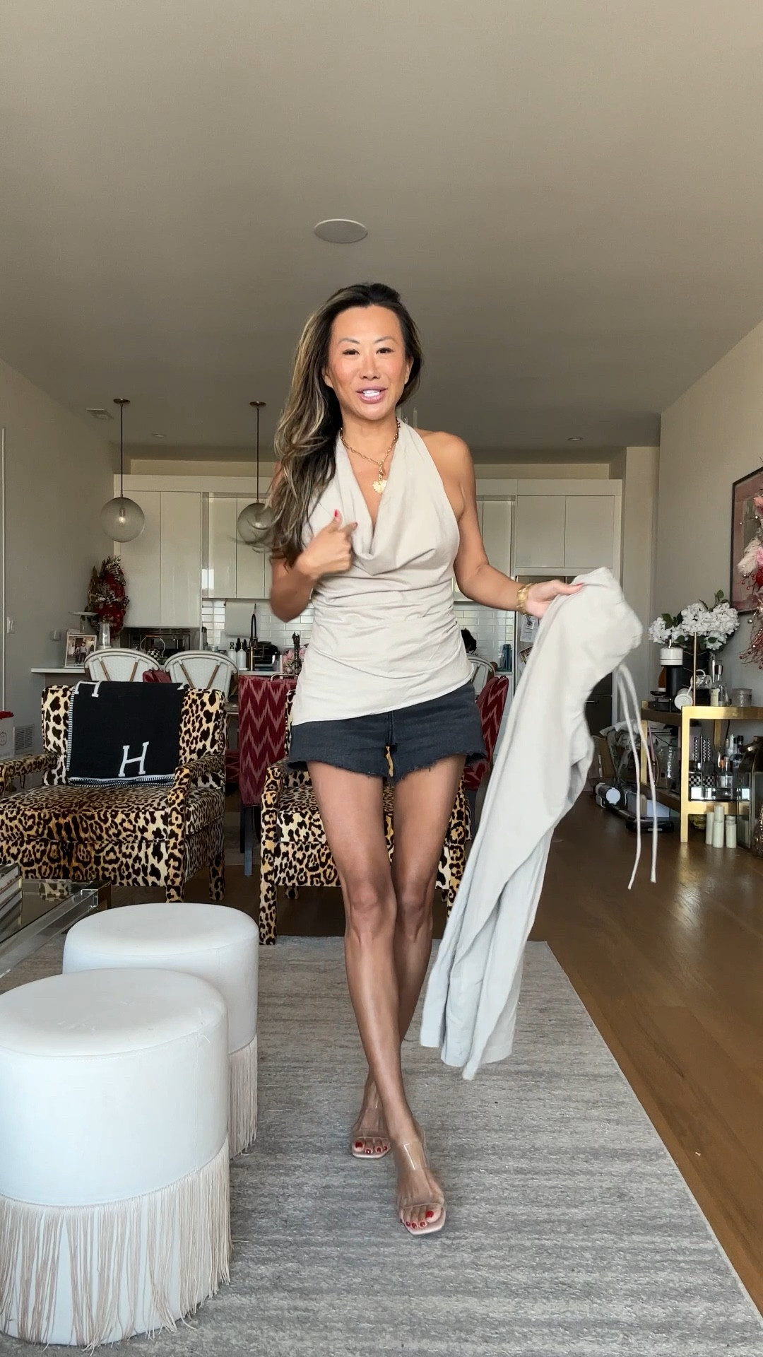 Today's ootd. Zara halter top, Abercrombie denim shorts. Amazon sandals. Amazon necklace. Size small top. Size 26 shorts 

#LTKFindsUnder100 #LTKStyleTip #LTKSaleAlert