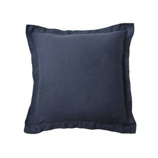 Washed Linen Navy Flange 26 in. x 26 in. Euro Sham | The Home Depot