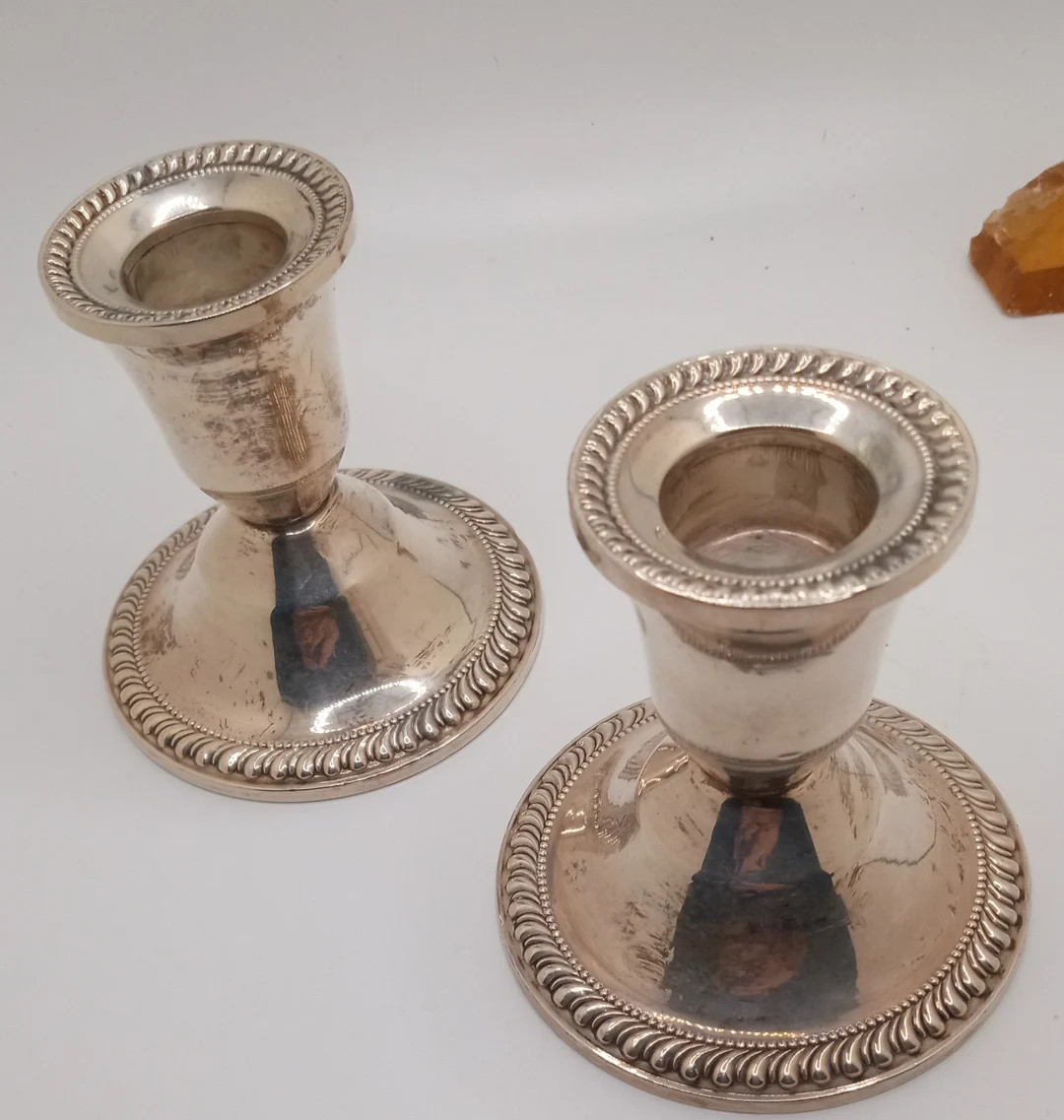 A Beautiful Pair of Durchin Vintage Weighted Sterling Silver Candlestick Holders 3x3 - Etsy | Etsy (US)