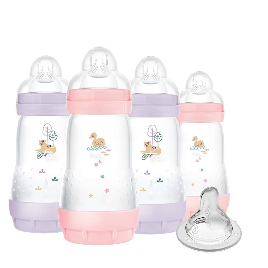 MAM 9oz Easy Start Anti-Colic Baby Bottles, Medium Flow with Bonus Fast Flow Nipple, Breastfeedin... | Amazon (US)