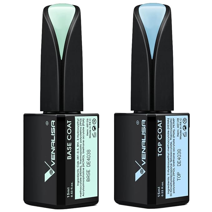 VENALISA 2 Pcs 15ml Gel Nail Ploish Base and Top Coat Set, No Wipe Gel Top Coat Gel Polish, High ... | Amazon (US)