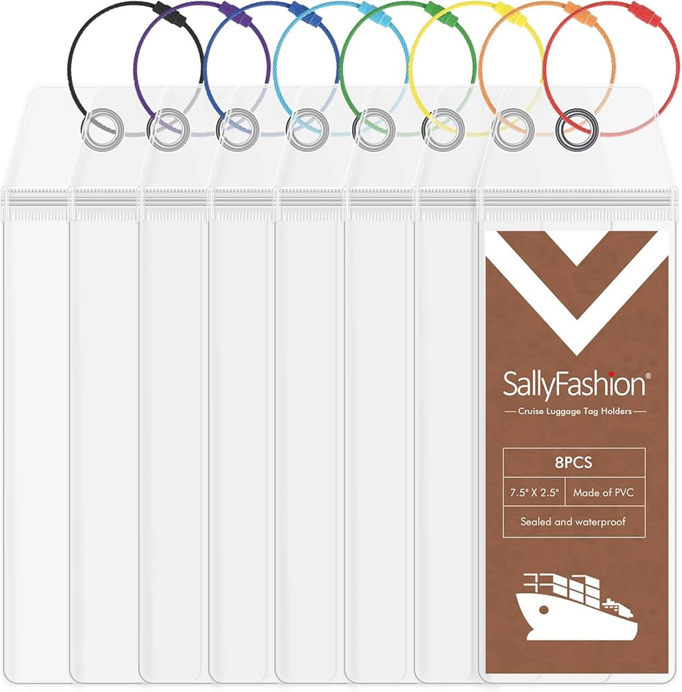 SallyFashion 8PCS Cruise Luggage Tag Holders, Waterproof Luggage Tag Holder PVC Suitcase Label Ca... | Amazon (US)