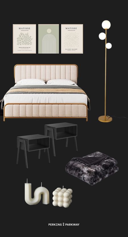 Bedroom Set Up From Amazon. Bed frame, floor lamp, side tables, throw blanket, candles. #amazon #moodyroom #bedroomfurniture #bedroomdecor #home

#LTKunder100 #LTKhome #LTKstyletip