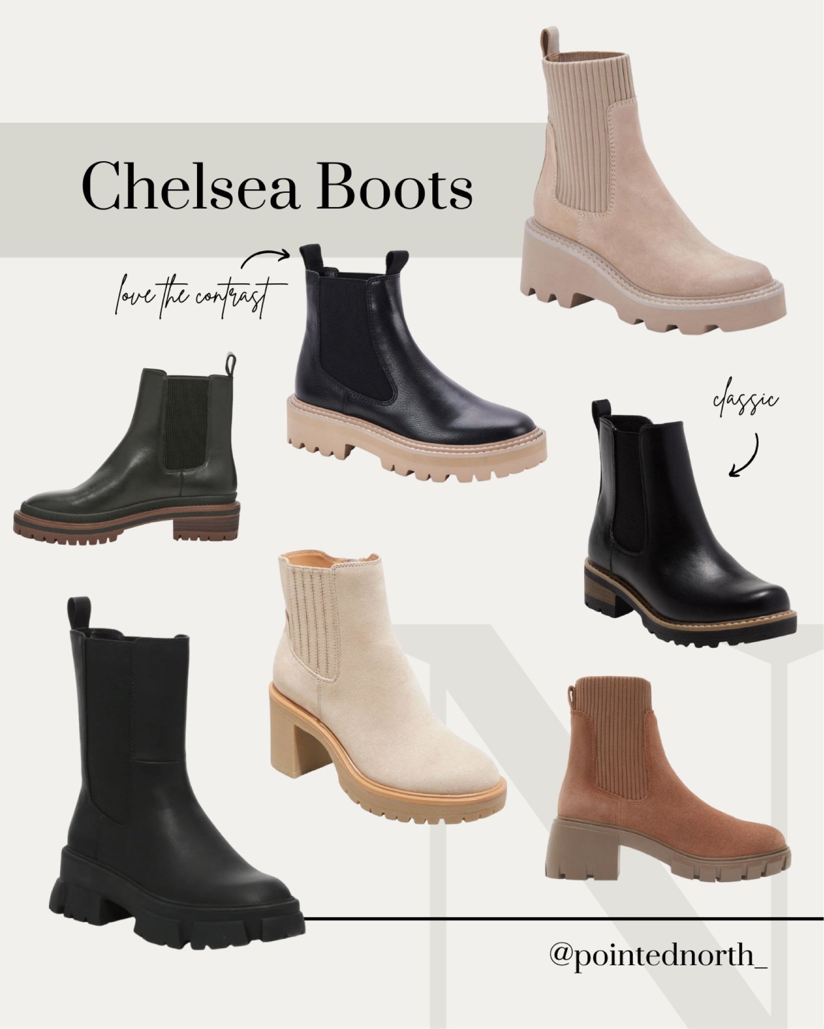 Needing an upgrade to my chelsea boots I wear daily in the fall/winter. Eyeing the contrast sole trend, but also need a classic beige! All of these are amazing choices, some even under $50. #chelseaboots #boots #falloutfit #fall #shoes #booties 

#LTKSeasonal #LTKunder100 #LTKshoecrush