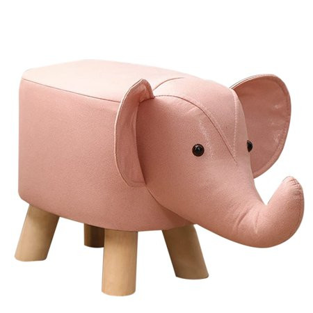 Small Footstool for Children Elephant Animal Shape Footstool with 4 Wooden Legs Fabric Ottoman Uphol | Walmart (US)