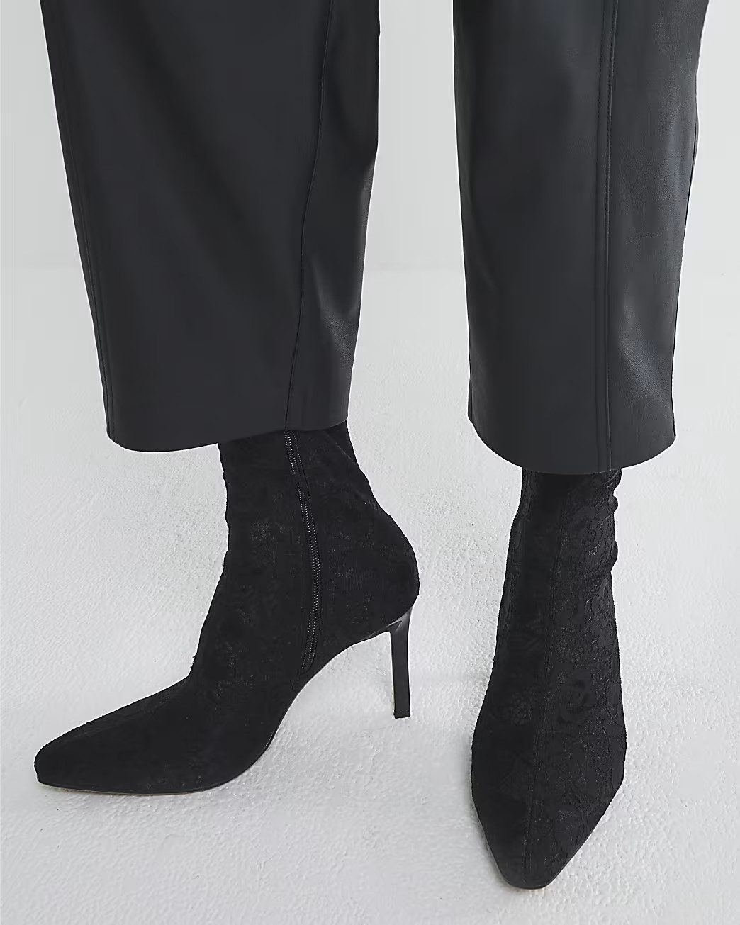 Black Lace Heeled Ankle Boots | River Island UK & IE