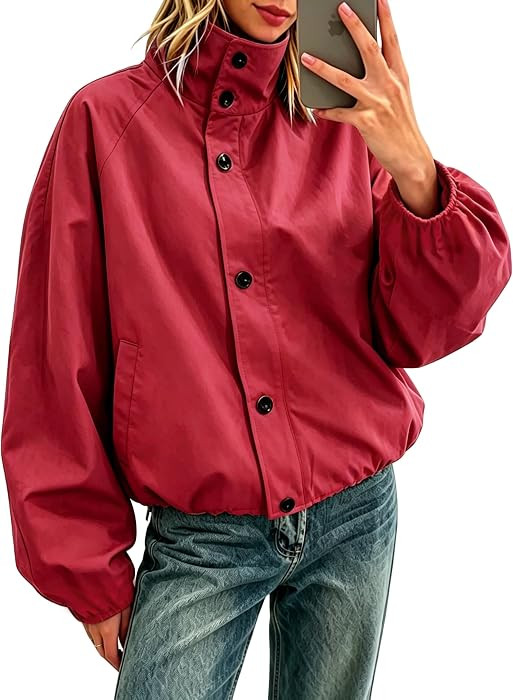 Womens Funnel Neck Bomber Jacket Waterproof Windbreaker Outerwear | Amazon (US)
