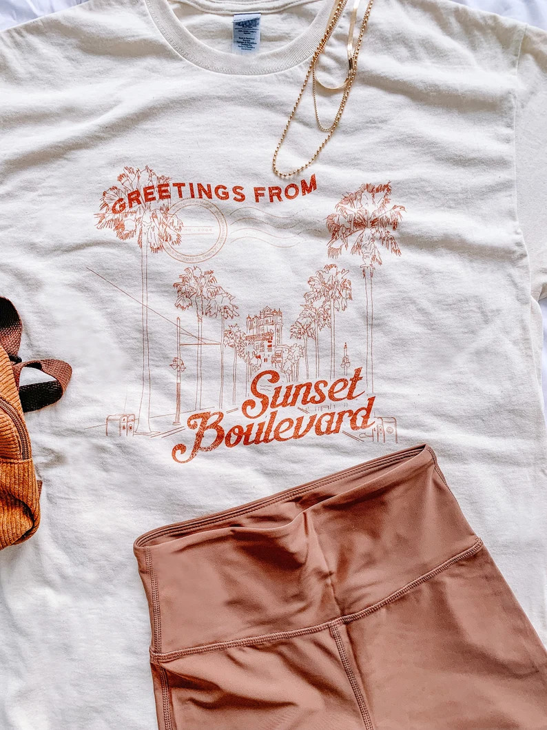 Sunset Boulevard Greetings Graphic Tee, greetings from, hollywood studios tshirt, unique theme pa... | Etsy (US)
