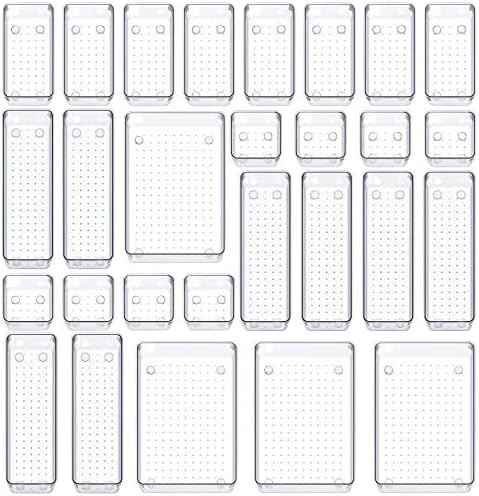 SMARTAKE 28-Piece Drawer Organizers with Non-Slip Silicone Pads, 4-Size Desk Drawer Organizer Trays  | Amazon (US)