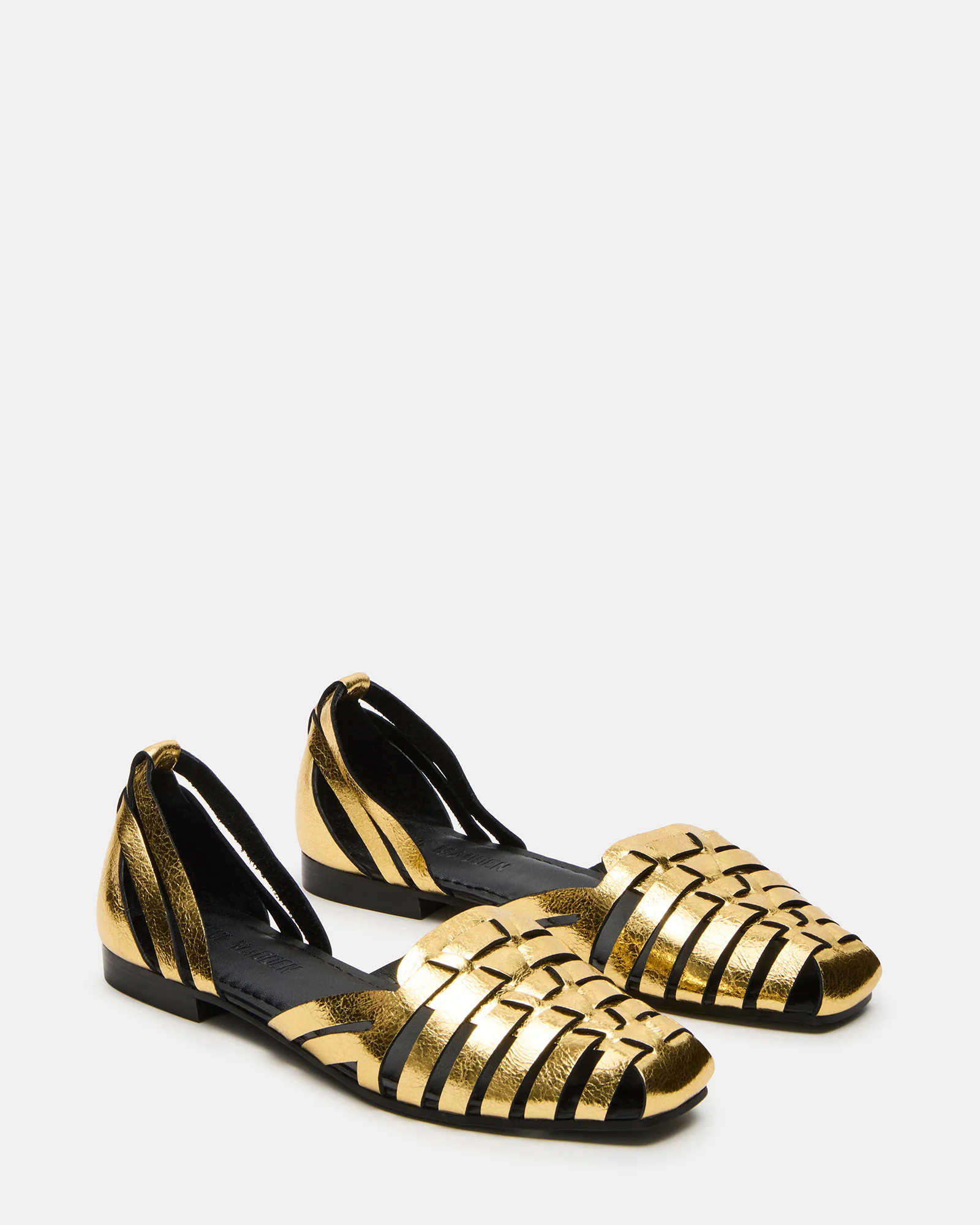 MEDLIN Gold Leather Square-Toe Fisherman Women's Flat | Steve Madden (US)