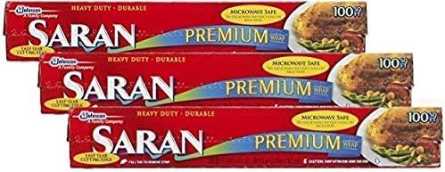 Saran Premium Plastic Wrap, 100 Sq Ft (Pack of 3) | Amazon (US)