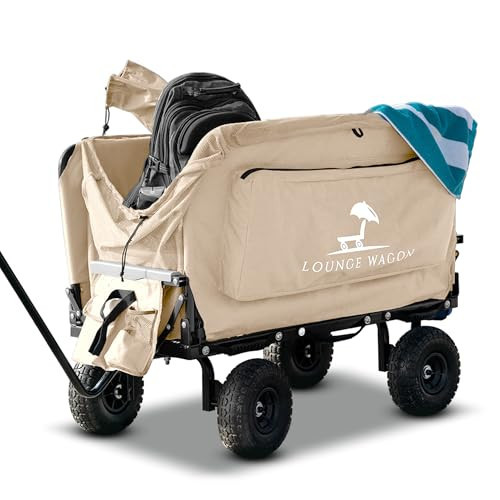 The Lounge Wagon – The Only Wagon That Converts into a 2-Person Chair - 3-in1 cart - Included Cargo net- Ultimate Beach Wagons– Beach Chairs for Adults – Sports Wagon(Umbrella Sold Separately) | Amazon (US)
