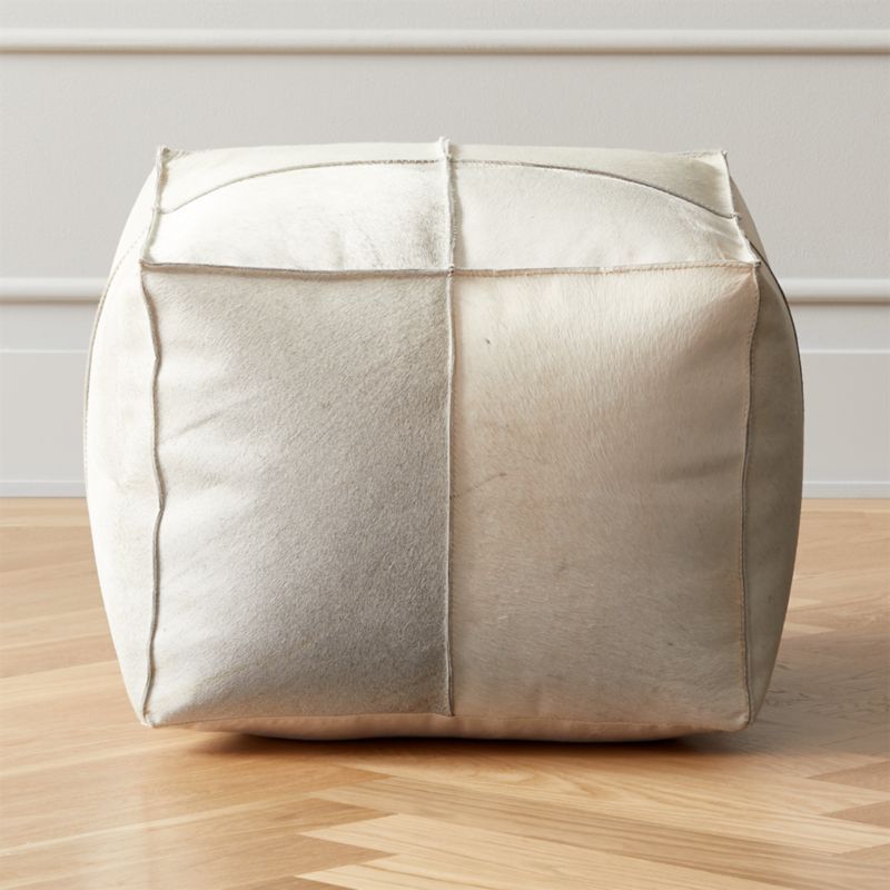 Grey Hide Pouf + Reviews | CB2 | CB2